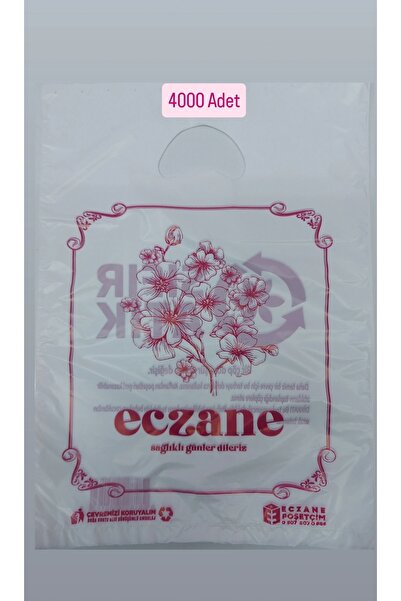 4000 Adet Orta Boy El Geçme Pembe Eczane Poşeti 25x35 Cm