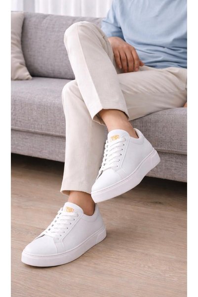 TAZELER.SHOES White and Black New Season Sneaker Men's Shoes Orthopedic Comfortable Stitched Sole