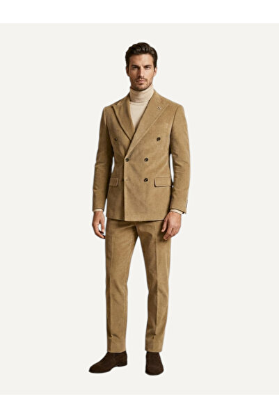 HERMOSE Heritage |   Safran Beige Corduroy Double Breasted Suit