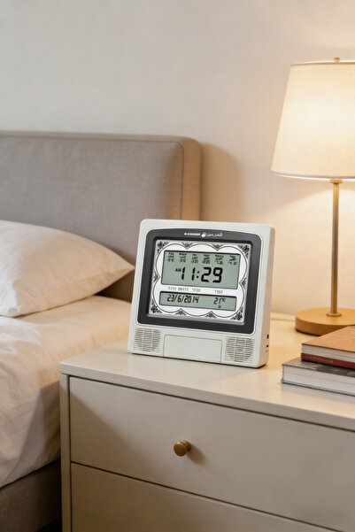 Generic ساعة منبه رقمية للطاولة من الحرمين مصنوعة من ألياف الكربون باللونين ا...