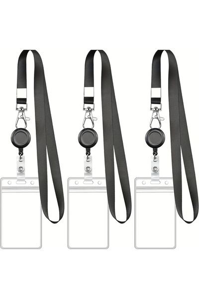 Choice 3pcs B Bview Art PVC ID Card Holder with Black Retractable Lanyard Sna...