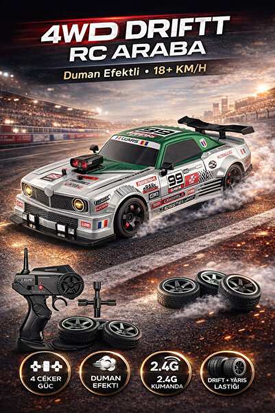 TRENDZONE Uzaktan Kumandalı Şarjlı Işıklı ve Buhar Atabilen Drift Yarış Araba...