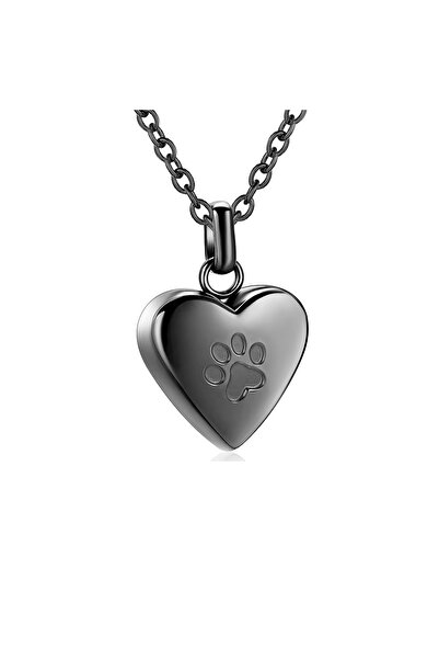 Choice قلادة تذكارية على شكل قلب لحفظ رماد الحيوانات الأليفة السوداء، مناسبة ...