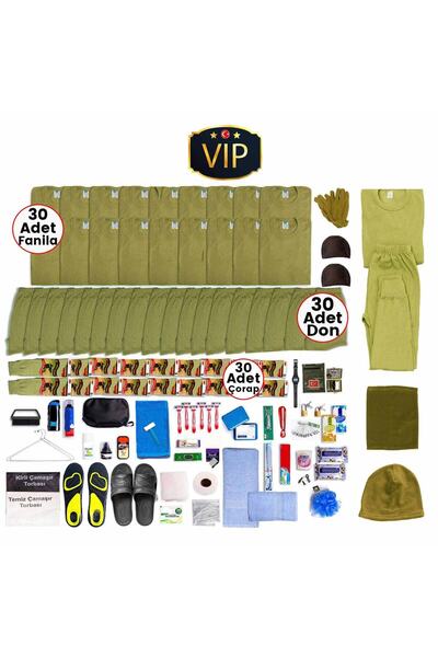 KORDAK 30'lu VIP Kışlık Bedelli Askerlik Seti - Silikon Jel Tabanlıklı Bedell...