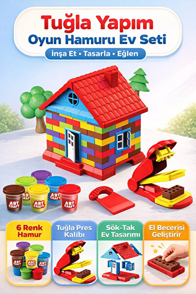LABİRENTMARKET Renkli Inşaat Tuğla Yapımlı Kinetik Kum Evi Oyun Hamuru Seti 6...