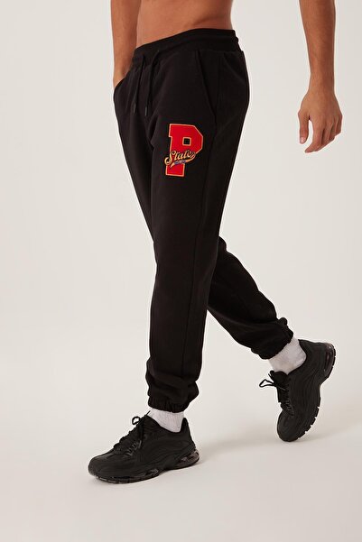 Polo State Ανδρικό ελαστικό Winter Jogger με 3 κλωστές Basic μαύρο φούτερ