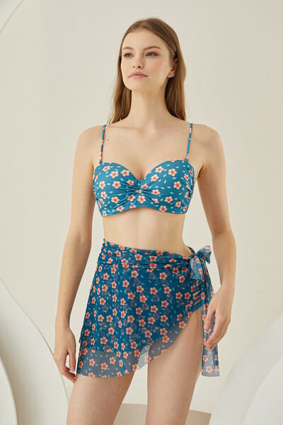 LOYA Renkli Tiny Flower Yandan Bağlamalı Pareo Etek