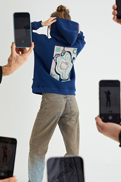 Hello Kitty Lisanslı Kapüşonlu Kalın Sweatshirt