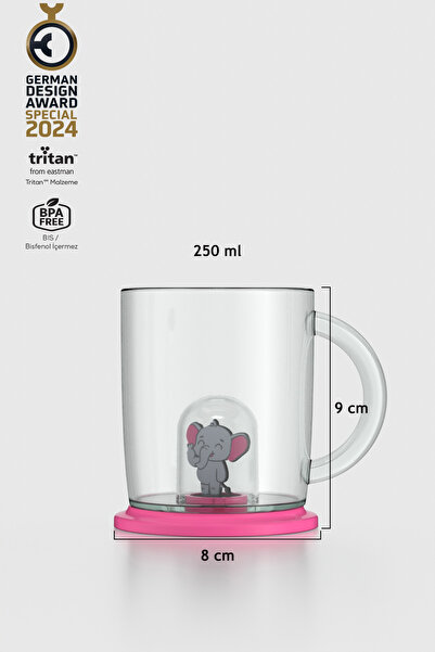 Renga Joy Fil Figürlü 250 ml Kulplu Tritan Bardak 222053 Pembe