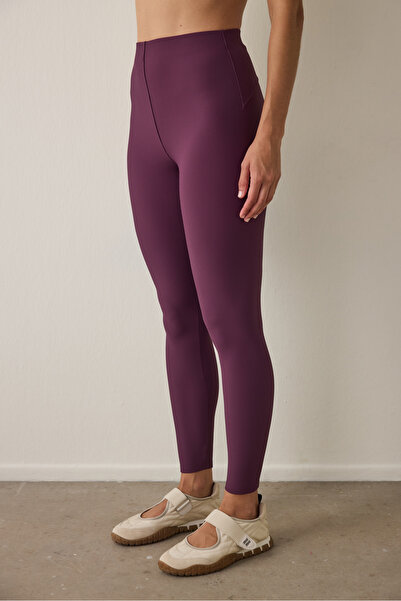 Penti Purple Cut-Out Detailed Ribbed High Waist Recovery Leggings
