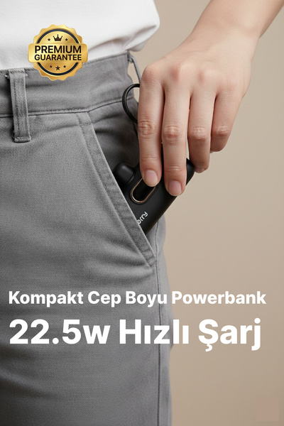 4Berry DX269B Siyah Powerbank – 5.000 mAh, 22.5 W Type-C Hızlı Şarj