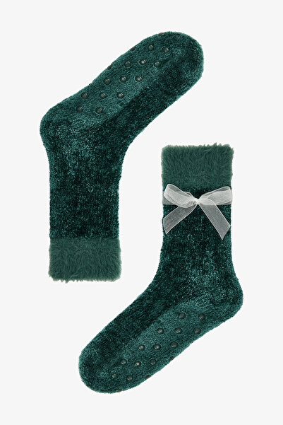 Penti Koyu Yeşil Joyous Yılbaşı Temalı Kadife Ev Patiği