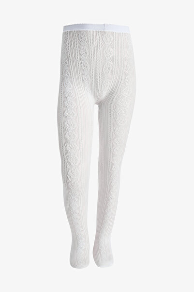 Penti Kız Çocuk Beyaz Pretty Daisy File Külotlu Çorap