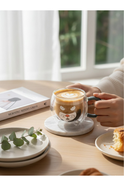 Tohana Double Wall Animal Glass Mug 280 ml