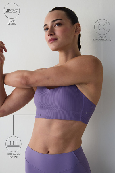 Penti Sutien sport cu suport redus cu sârmă mov