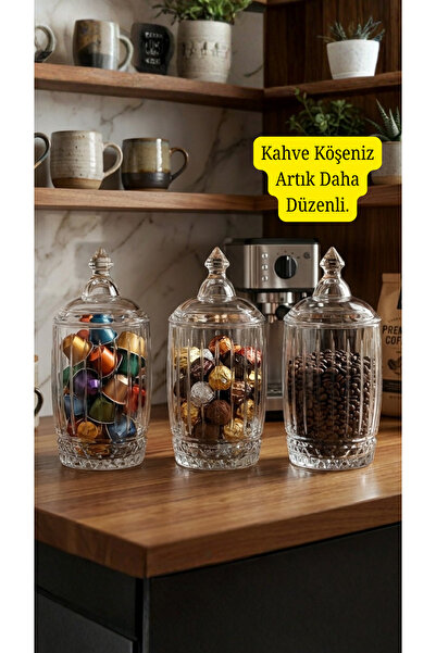 FAIR HOME 3’lü Elysia Desen Kahve Köşesi İçin Tezgah Üstü Cam Drajelik-Bahara...