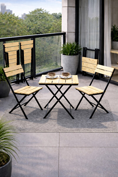 Ecowood Katlanır Masa ve Sandalye Seti | Balkon Kamp Seti