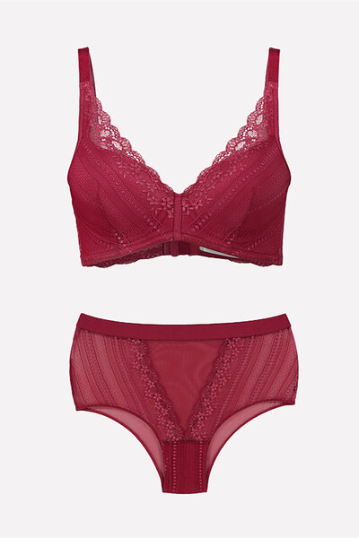 NBB طقم حمالة صدر مدعوم بالدانتيل باللون الفوشيا