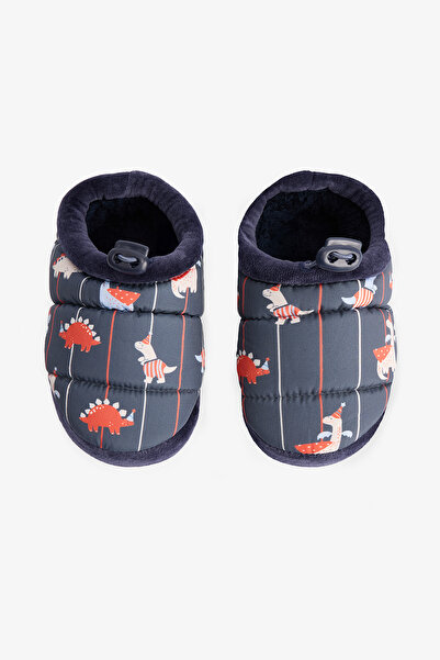 Penti Dark Indigo Boy's Dino Carnaval Dinosaur Patterned Drawstring Home Shoes