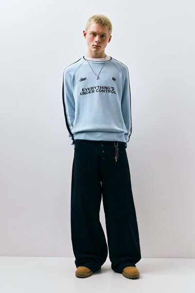 Pull & Bear STWD işlemeli çizgili kazak