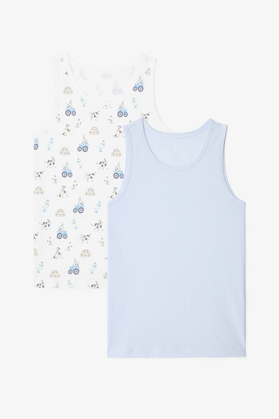 Penti Boy's Moo Farm Cow Patterned Thick Strap Cotton 2-Piece Undershirt