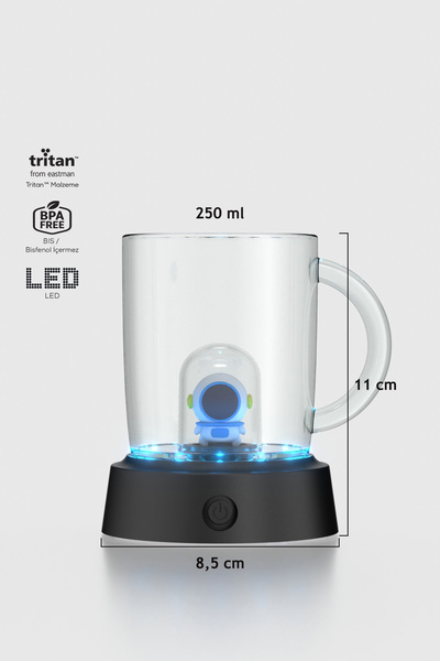 Renga Joy Astronot Figürlü 250 ml Kulplu Mavi Led Işıklı Tritan Bardak 222061