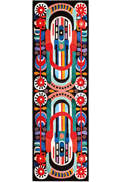 Cool Halı Lumina Siyah Yıkanabilir Yolluk Soyut Desen Tasarım Yumuşak Yüzey İ...