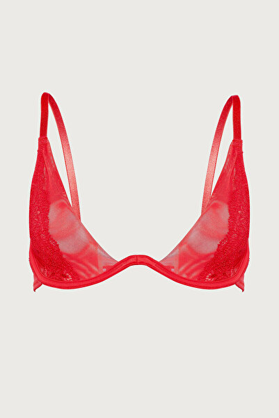 LOYA Kırmızı Crimson Kapsız Dantelli Tek Sütyen