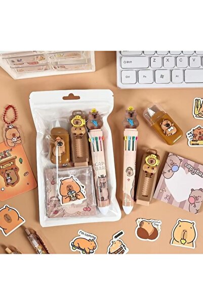 Choice مجموعة أدوات مكتبية بنمط حيوان الكابيبارا الكرتوني، مقاس A4، مجموعة أد...