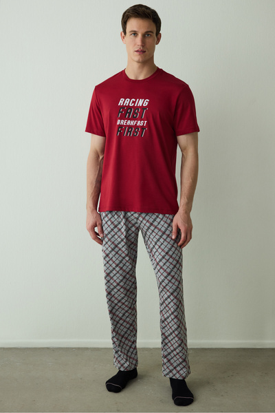 Penti Racing Erkek Sloganlı Pamuklu Pijama Takımı