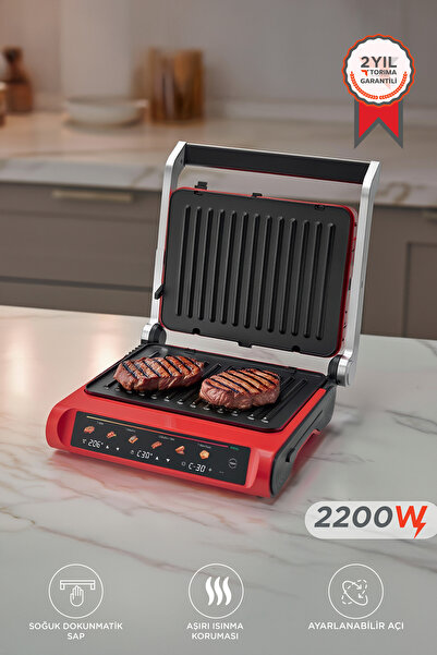 Torima Tost Makinesi 2200W Dijital Ekranlı Çıkarılabilir Plakalı Izgara Makin...