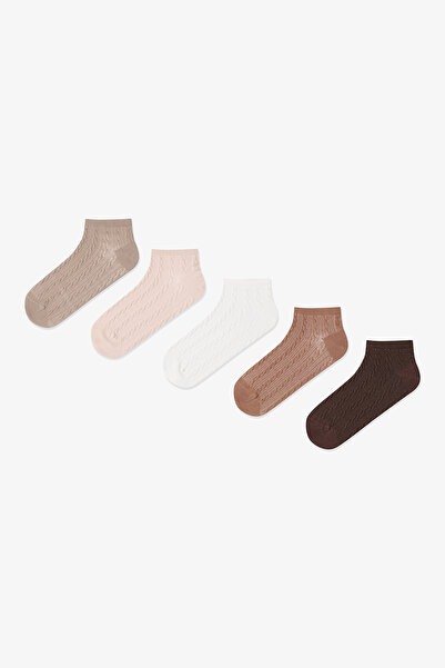 Penti 5 Pairs of Cotton Self-Geometric Patterned Booties Socks