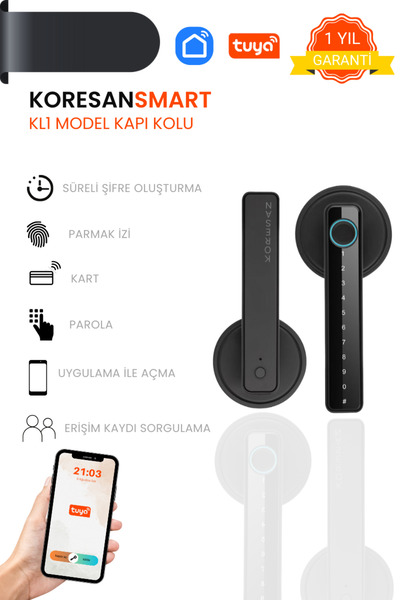 koresan Kl1 Tuya Akıllı Kapı Kilidi, Parmak Izi, Şifreli Ve Uygulamalı Ofis V...