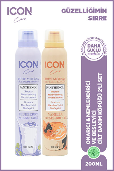 ICON Care CİLT BAKIM KÖPÜĞÜ 2'Lİ SET BLUEBERRY MILKSHAKE & VANILLA CREEME BRULEE
