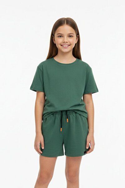 NEWKİDS Kemerli Bağcıklı %100 Pamuk Kız Çocuk Şort