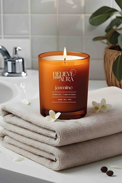 Believe Your Aura Yasemin Kokulu Mum - %100 Doğal Soya Mumu Lav Liberty Amber...