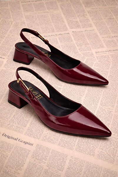 AYENDE MODA Pantofi cu toc joasă de sezon nou cu bandă din piele lăcuită de damă