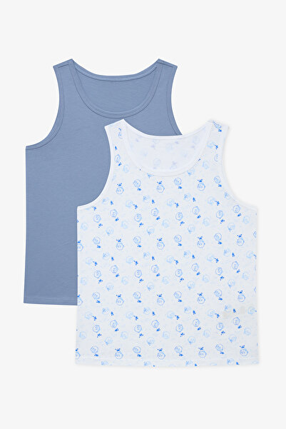 Penti Boy's Pufferfish Fish Printed Cotton 2-Piece Undershirt