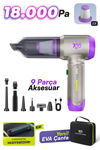 7GO 7GAB-02 Kablosuz Araç İçi Süpürge | 18.000PA Güçlü Emiş | Fırçasız Motor ...