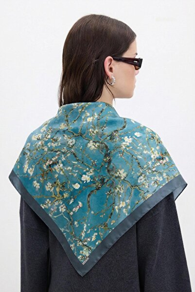 HAWWA وشاح باندانا منقوش بأغصان فيروزية