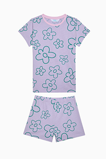 Penti Kız Çocuk Flowers Pamuklu Lila Pijama Takımı