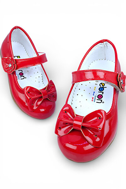 BEEBRON Ortopedik Kız Babet Bebek ve Çocuk Ayakkabısı Rugan Kırmızı Yf2502