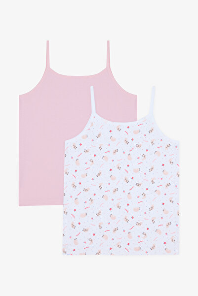 Penti Girl's Meowberry Cotton Multi-Colored 2-Piece Undershirt