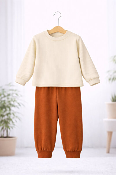 Kız /Erkek Çocuk Kaşkorse pijama Takımı Pamuklu Alt Üst Takım Rahat Günlük Spor Takım 1-6 Yaş