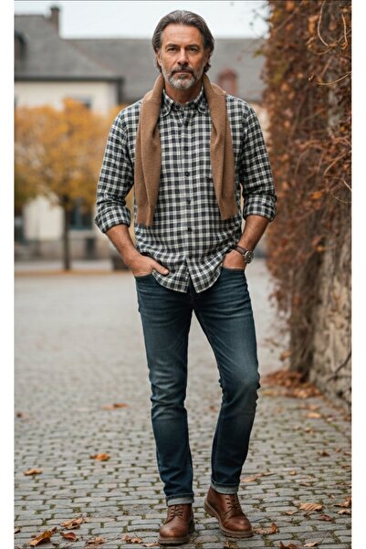 ADVANTE Класична зимова чоловіча сорочка з довгими рукавами та кишенями