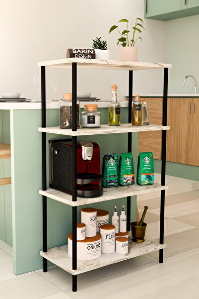 BARIN DESIGN 4 Katlı Çevir Kur Mutfak Rafı Çok Amaçlı Düzenleyici, Baharatlık...