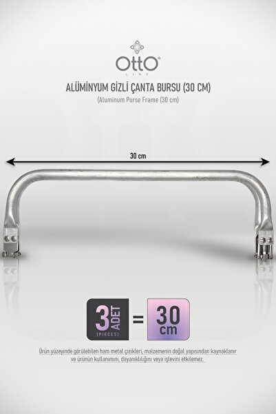 Otto حقيبة معدنية مخفية - 3 قطع - 30 سم - أداة معدنية للحقائب، إكسسوار للحقائب