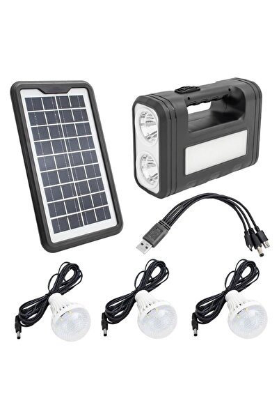 Powermaster GD-8017S Solar Panelli 3 Ampullü Solar Aydınlatma Sistemi
