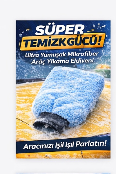 DAT35 IzmirGlove Mavi Mikrofiber Oto Yıkama Eldiveni Pasta Cila Araba Temizli...
