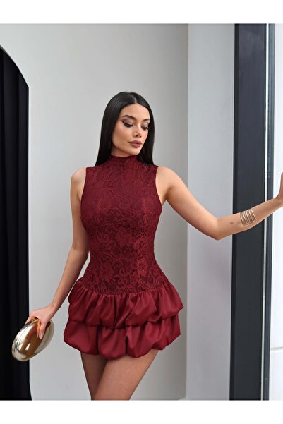 ESRAHELVACI Lace Detail Mini Dress with Shorts